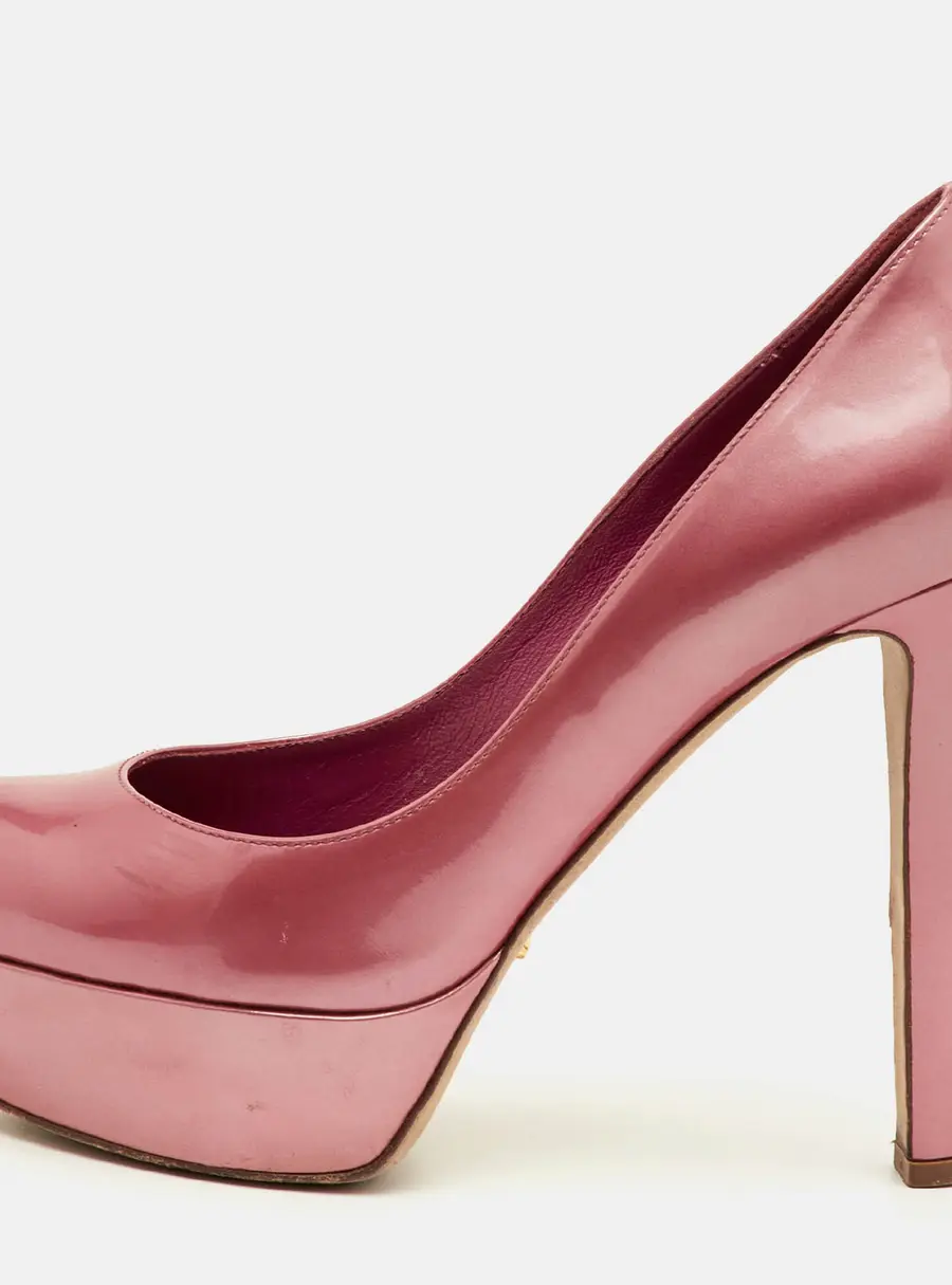 Sergio Rossi Size 37 Pink Patent Leather Platform Pumps