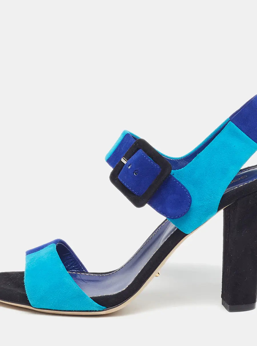 Sergio Rossi Size 37 Tricolor Suede Ankle Strap Sandals