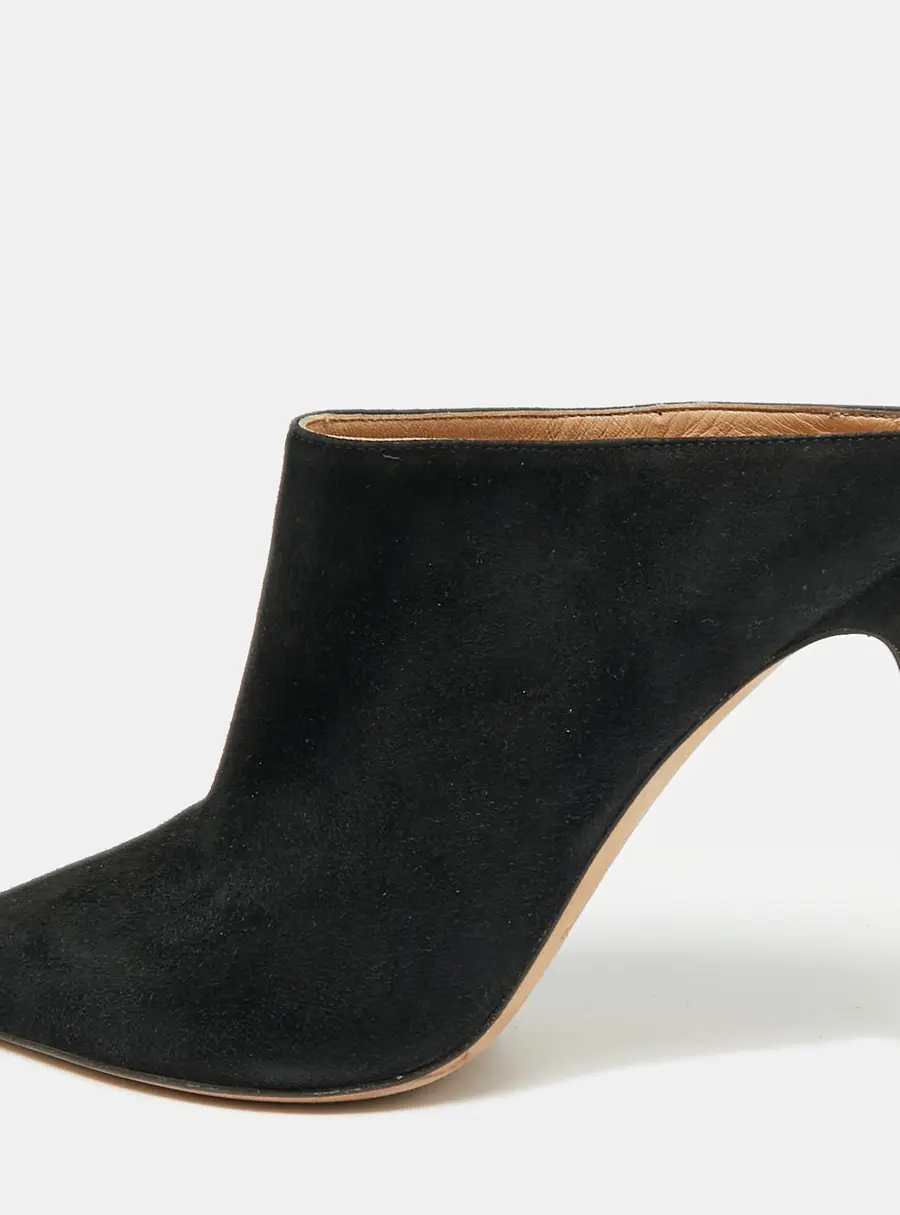 Sergio Rossi Godiva Size 37 Black Suede Pointed Toe Mules