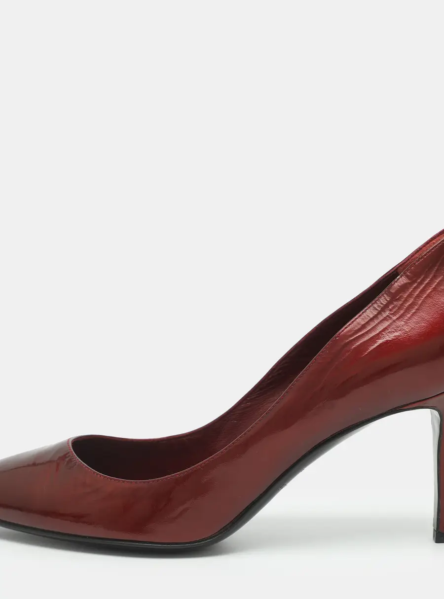 Sergio Rossi Size 39.5 Burgundy Patent Leather Pointed Toe Pumps
