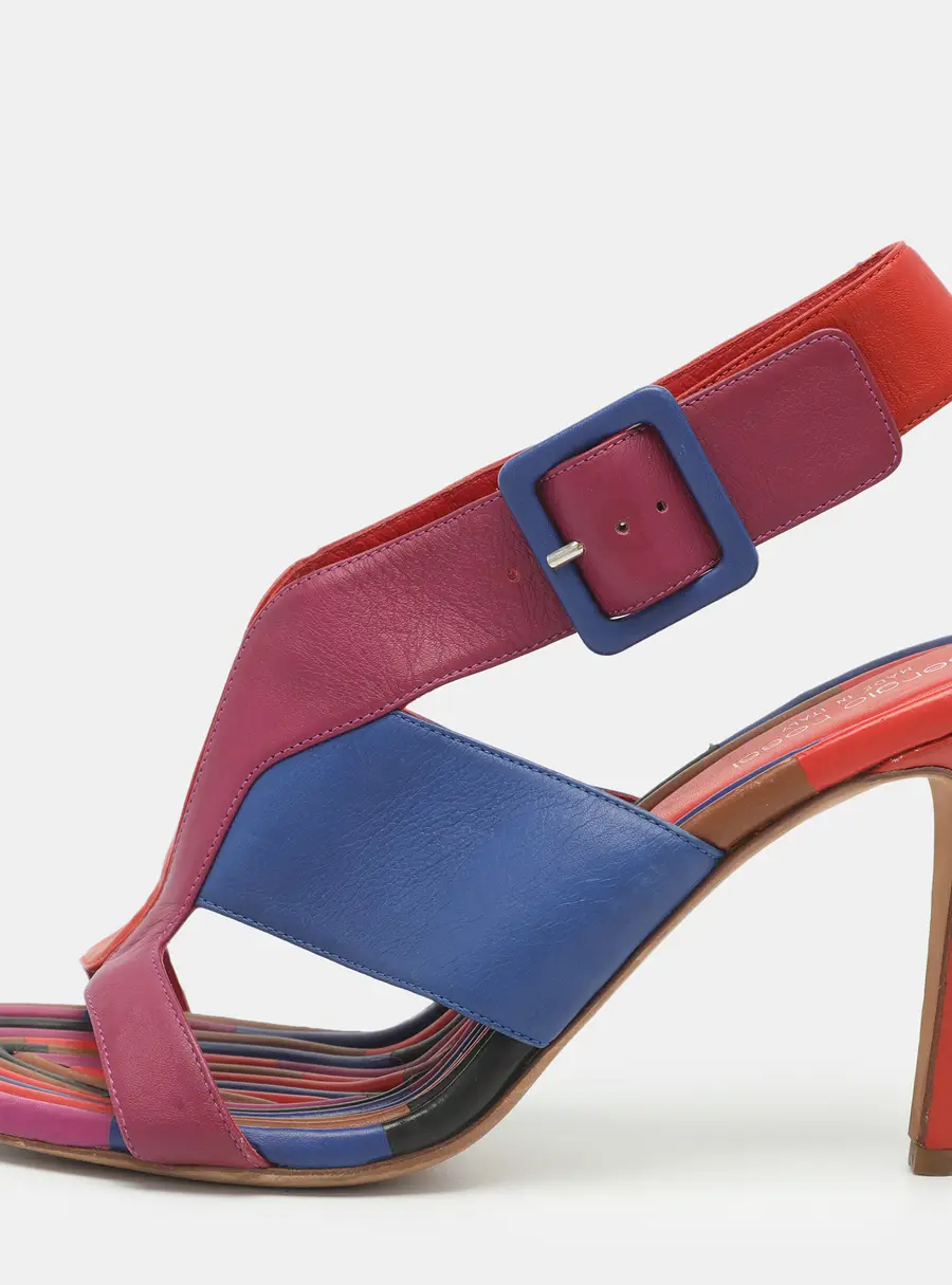 Sergio Rossi Size 39.5 Multicolor Leather Slingback Sandals