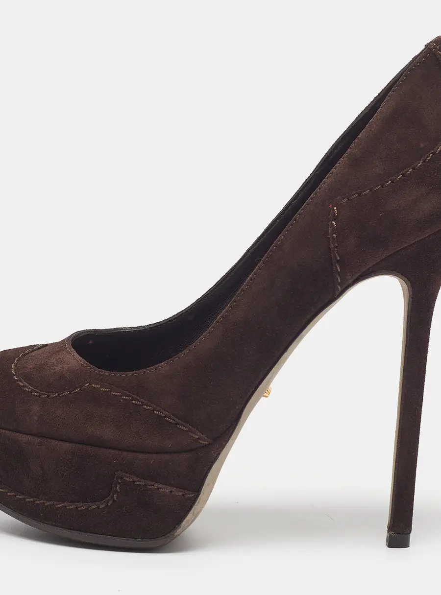 Sergio Rossi Size 38 Brown Suede Platform Pumps