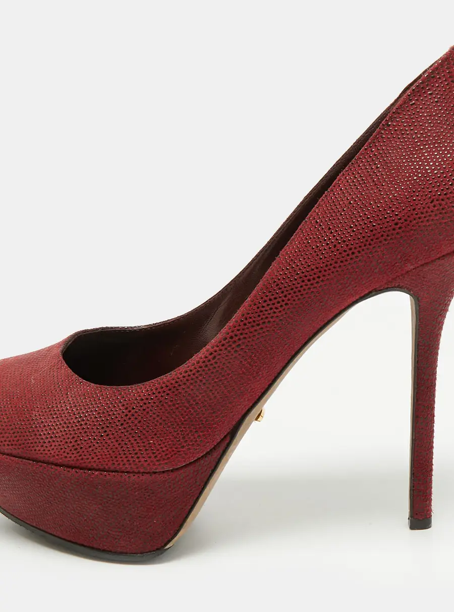 Sergio Rossi Size 38 Red Karung Leather Platform Pumps