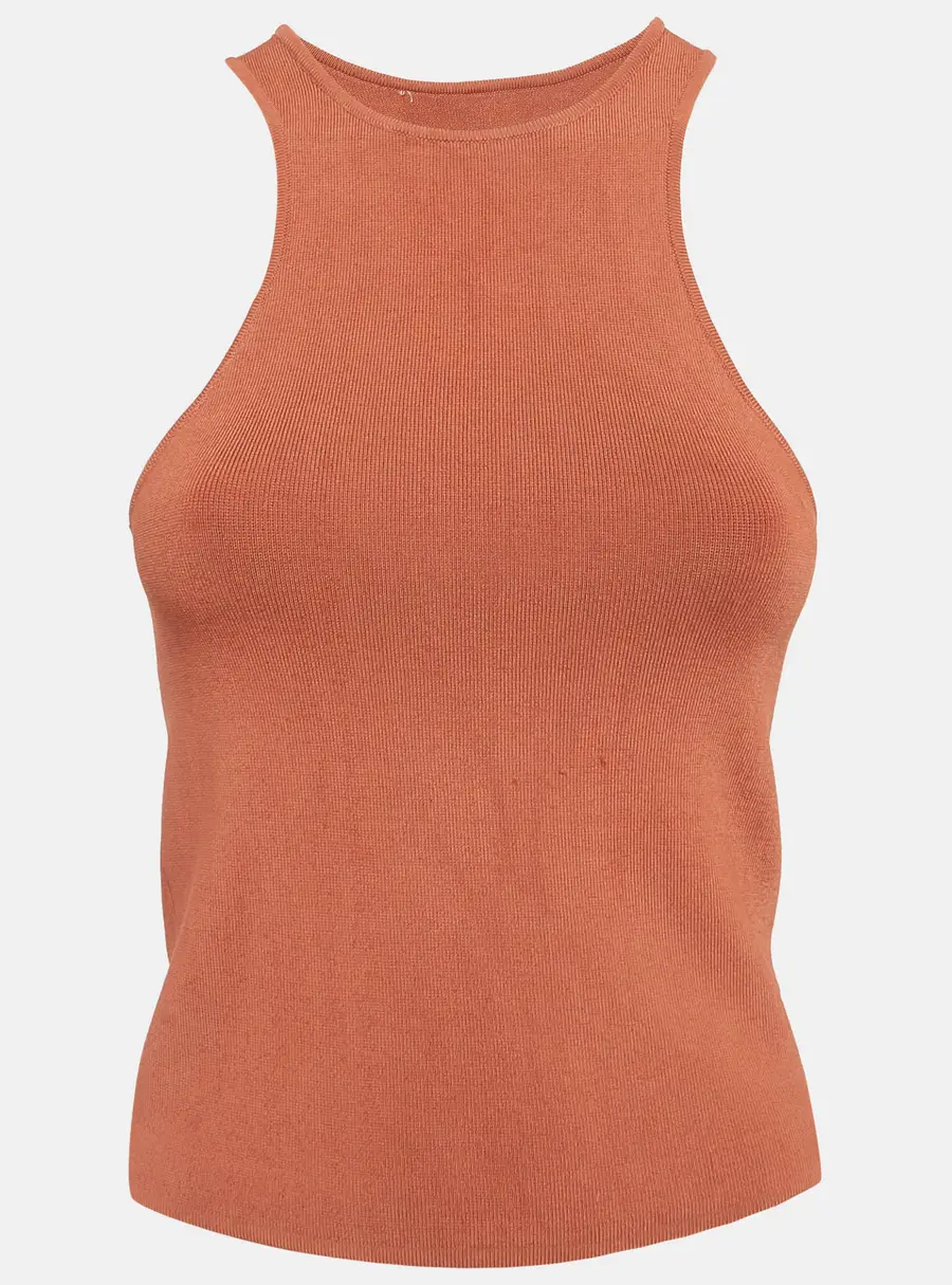 Shona Joy Brown Stretch Knit Crop Top S