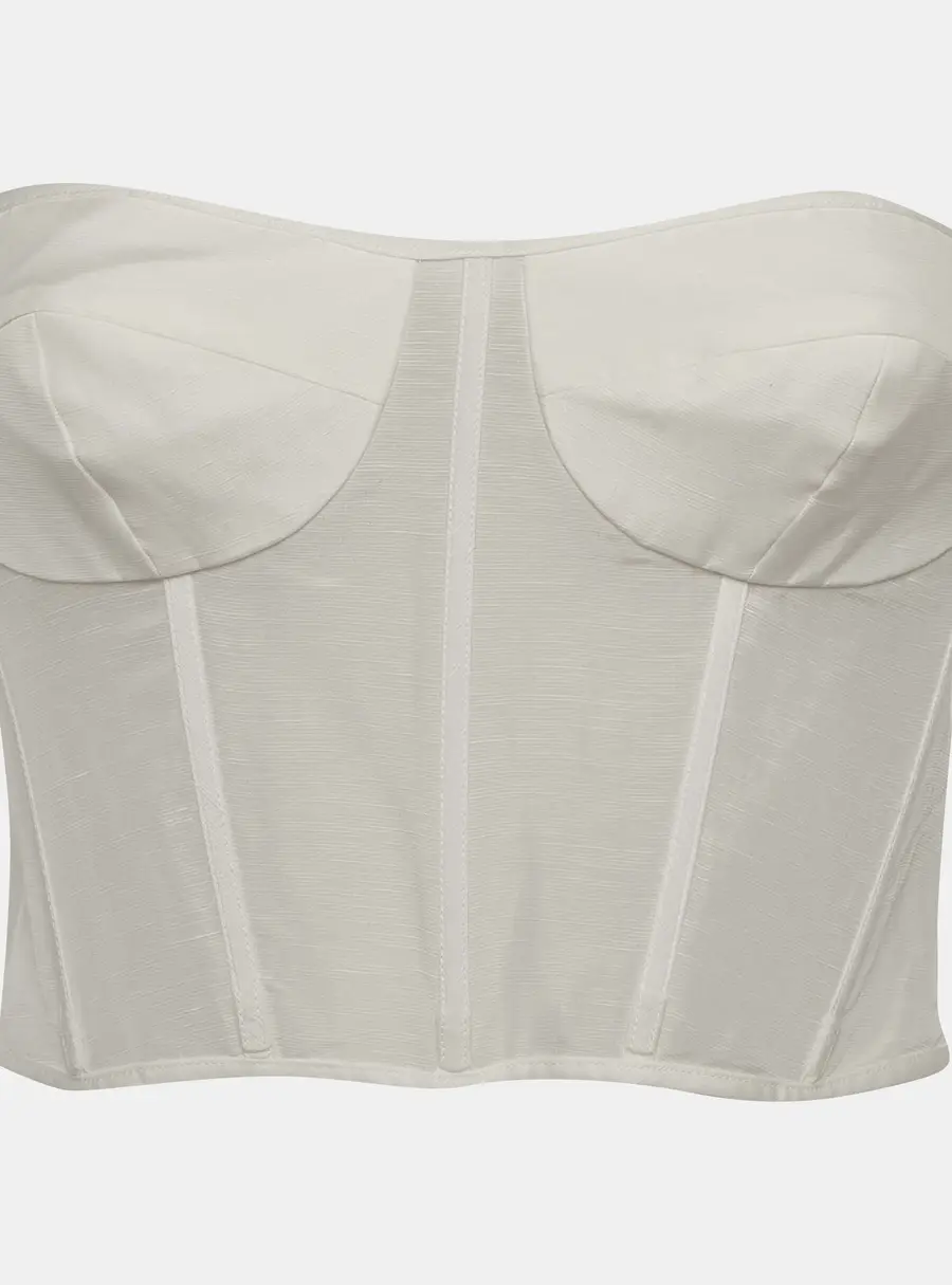 Shona Joy Off white Linen Blend Corset Top S