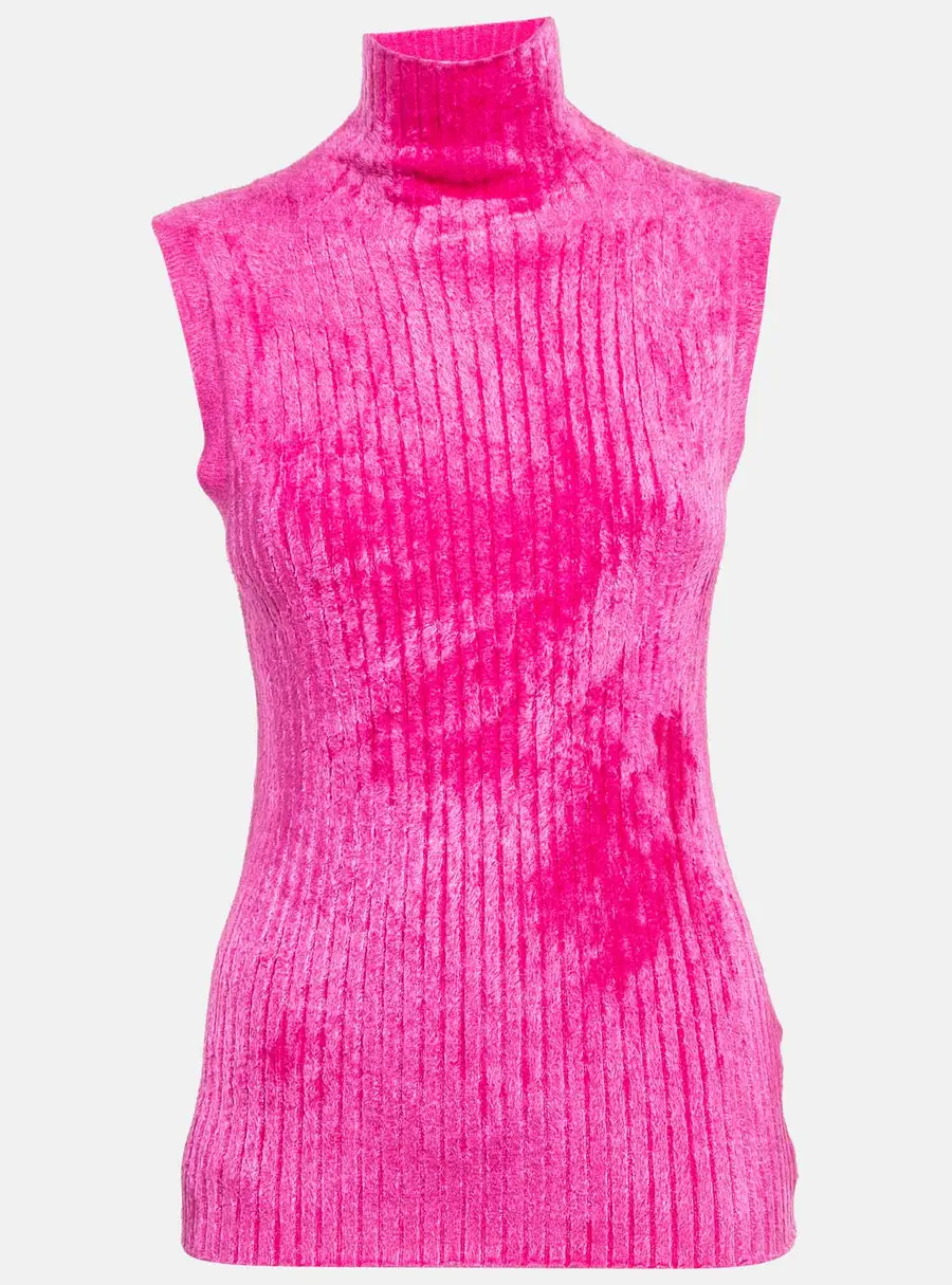 Sies Marjan Fuchsia Pink Rib Knit Turtle Neck Top M