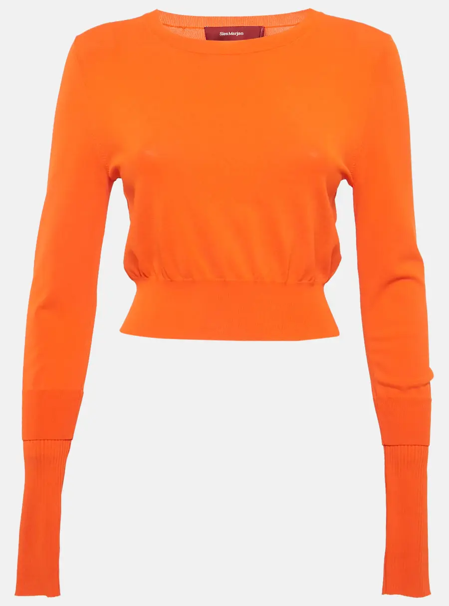 Sies Marjan Orange Knit Gwin Crop Crew Sweater M