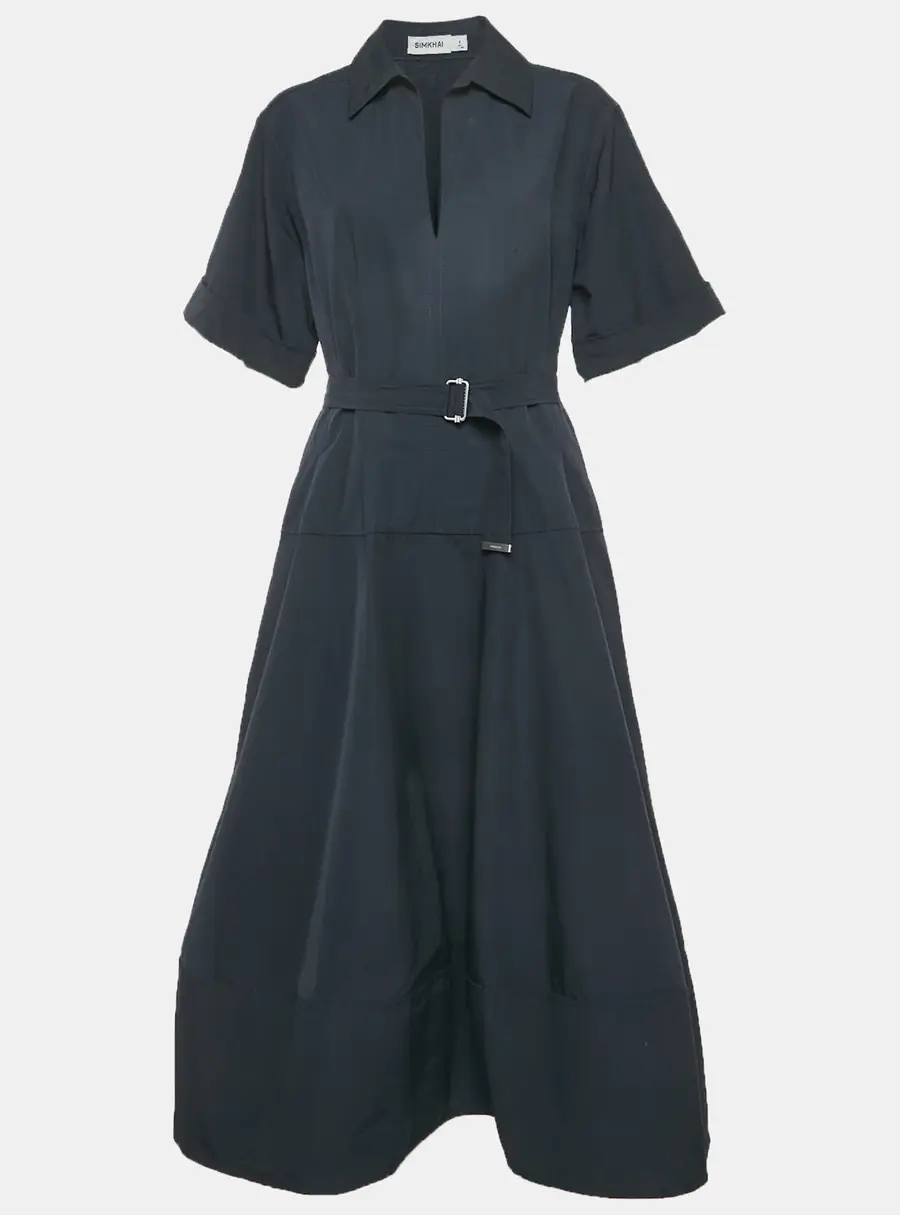 Simkhai Navy Blue Cotton Belted Maxi Dress M