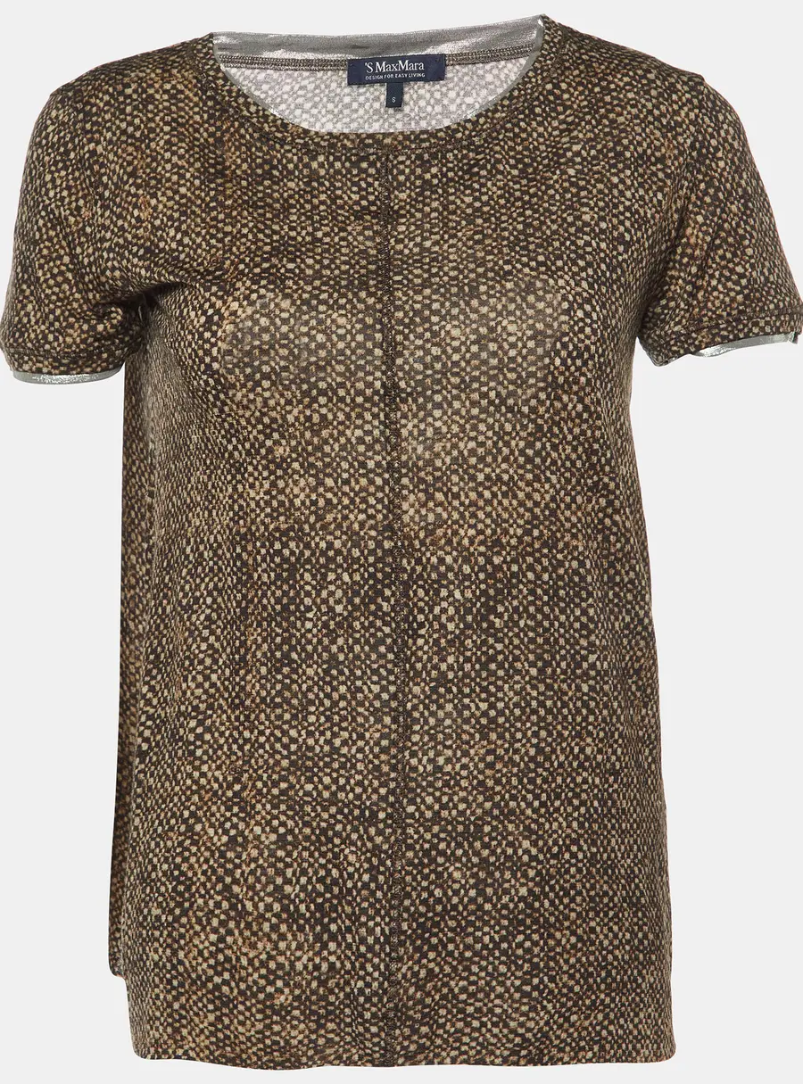 S'Max Mara Brown Snake Print Wool Blend Knit T-Shirt S