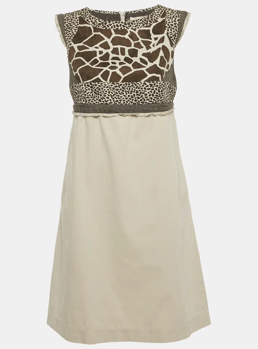 S'Max Mara Grey Printed Cotton Short Dress M