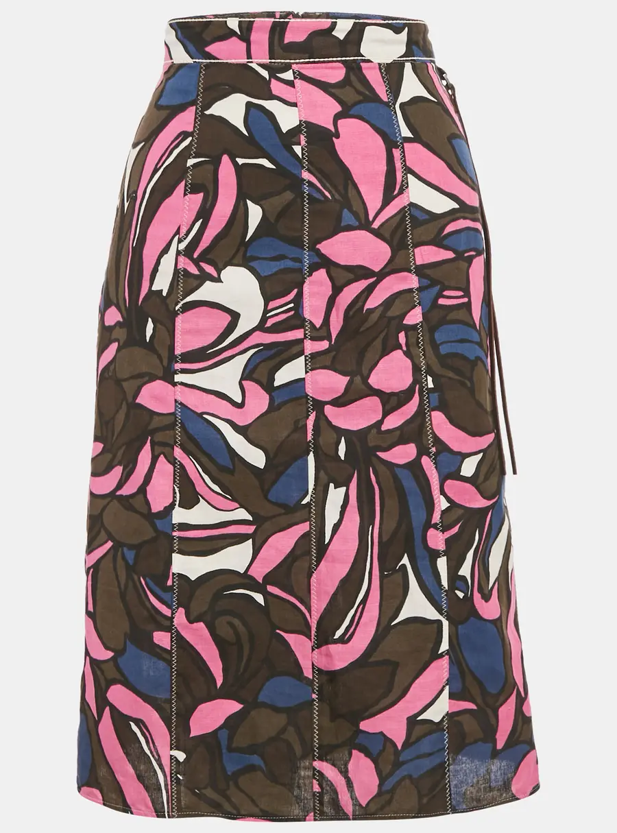 S'Max Mara Pink Printed Cotton Midi Skirt M