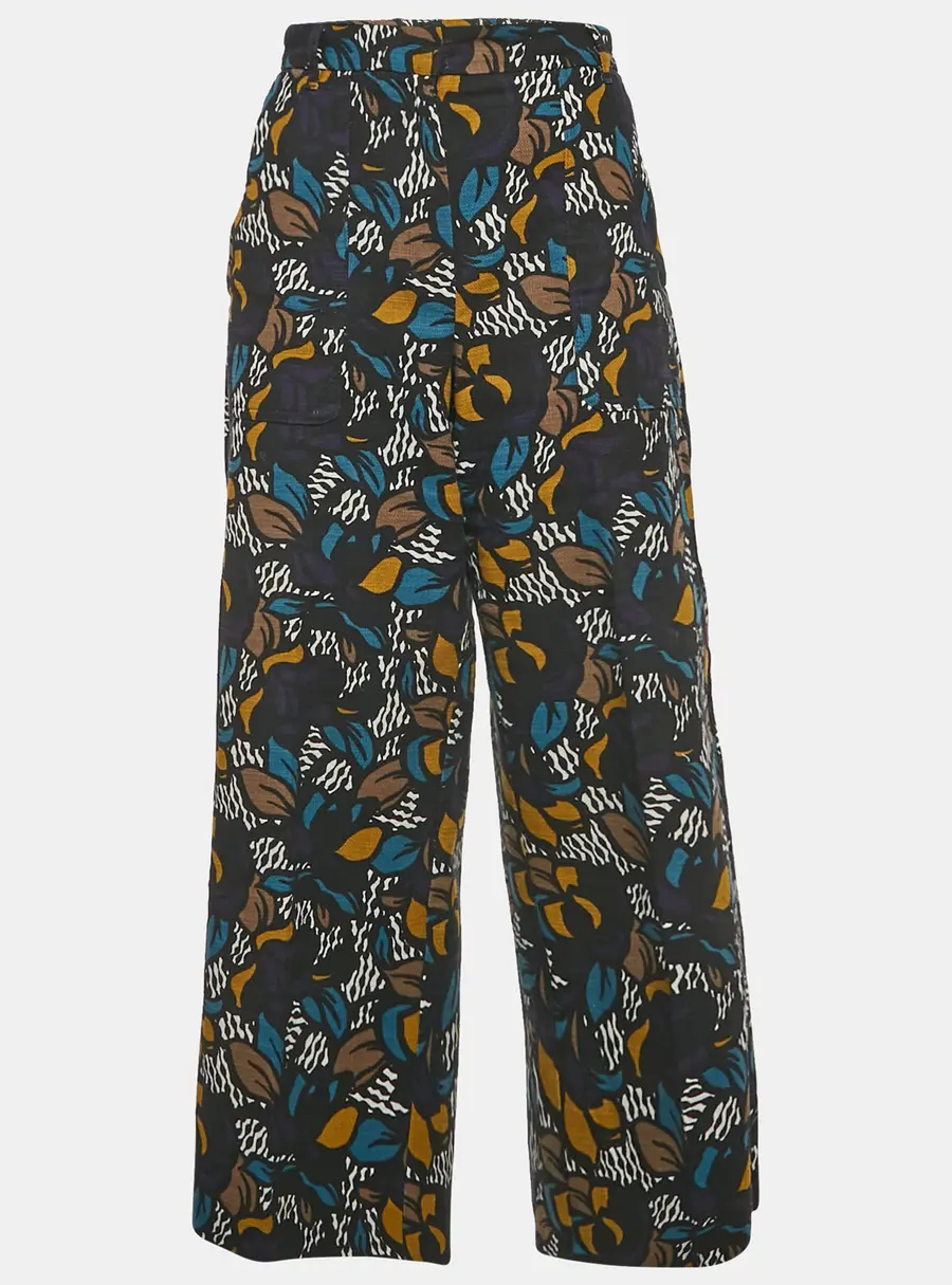 S'Max Mara Multicolour Cotton Blend Wide Leg Trousers M/Waist 32"