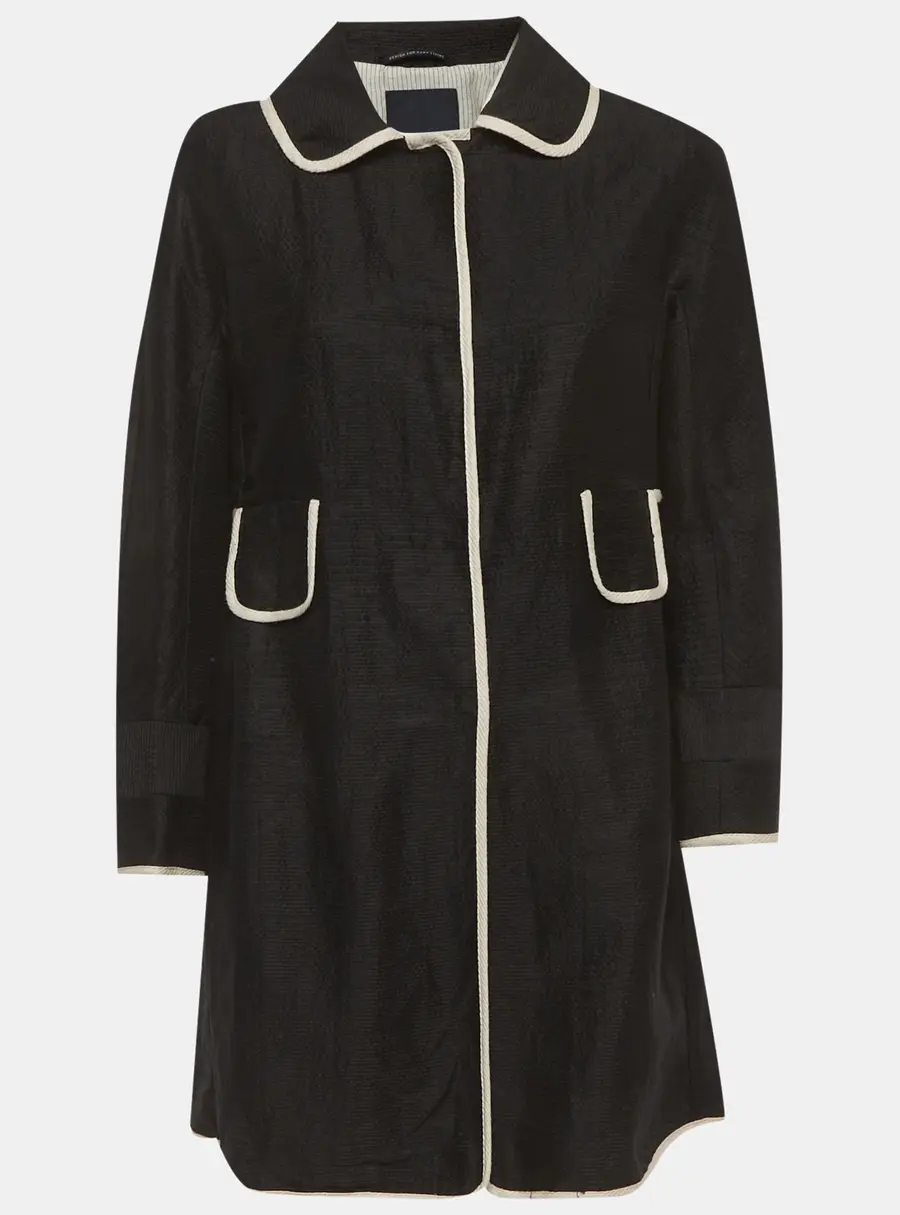 S'Max Mara Black Textured Cotton Coat L