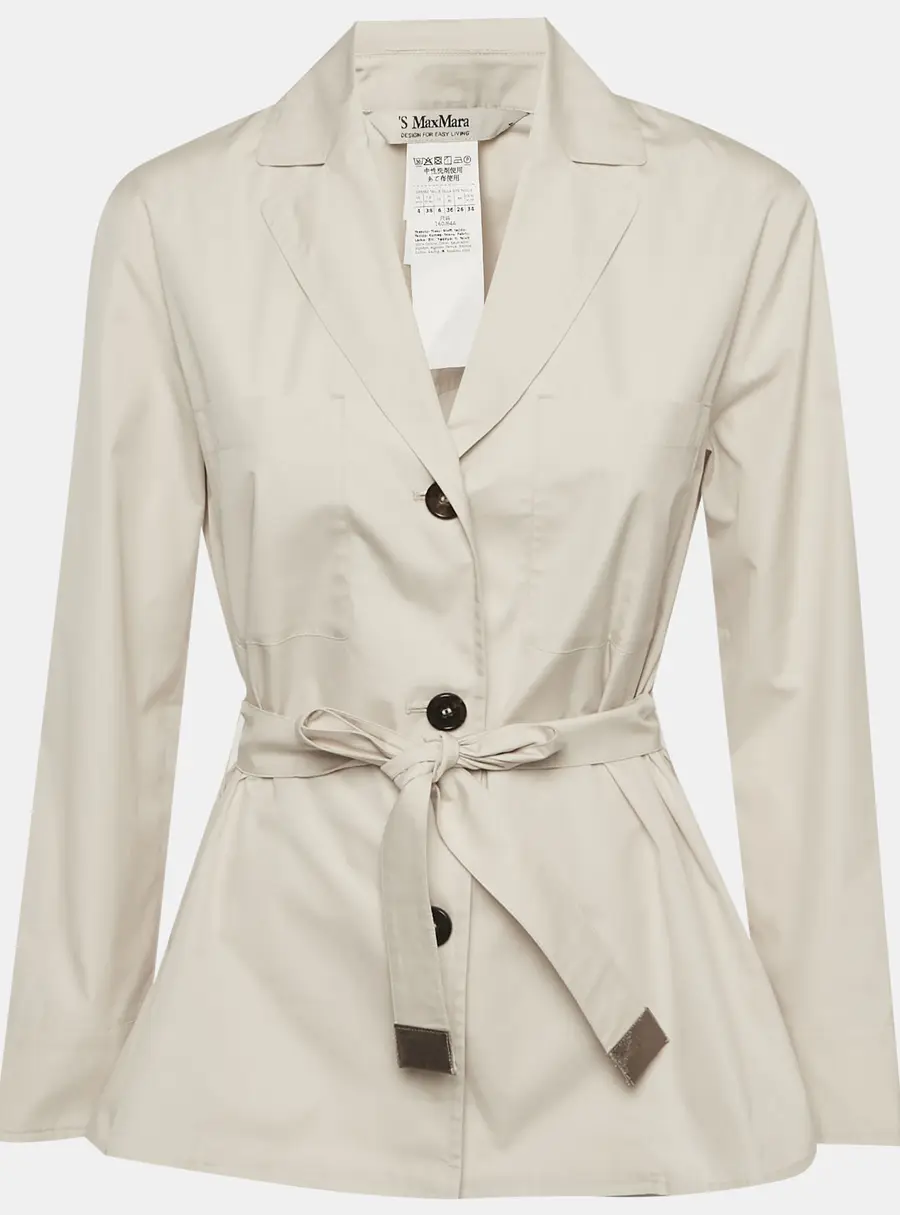 S'Max Mara Beige Cotton Belted Jacket S