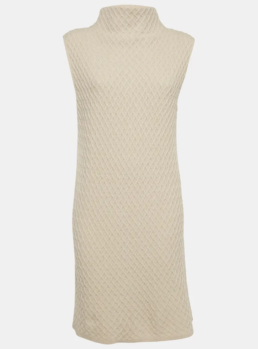 Max Mara Light Beige Wool Blend Sleeveless Dress M