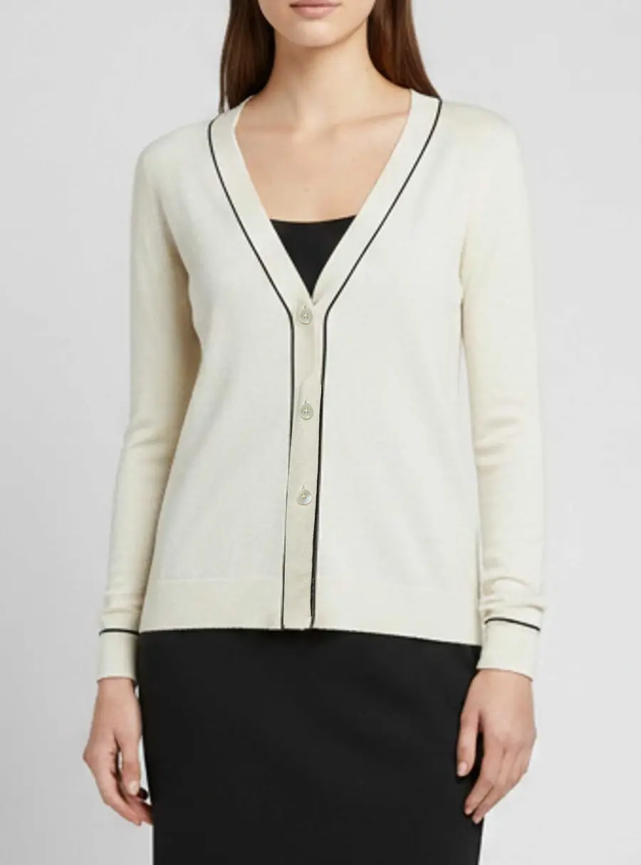 S'Max Mara Cream Silk Blend Button Front Cardigan S