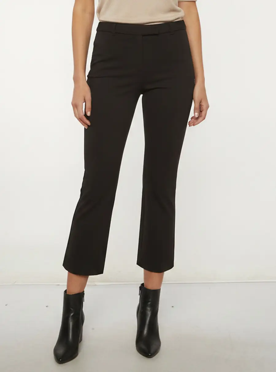 S'Max Mara Black Stretch Gabardine Boot Cut Trousers S