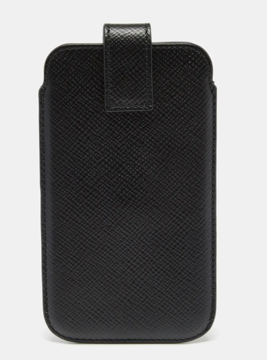 Smythson Black Leather Phone Cover