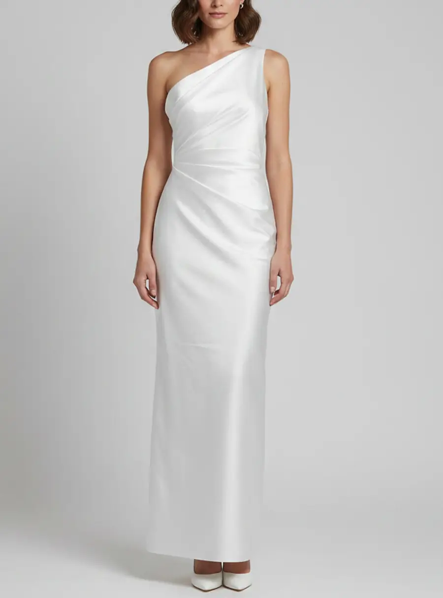 Solace London White Gabardine Slit Kira Maxi Dress S