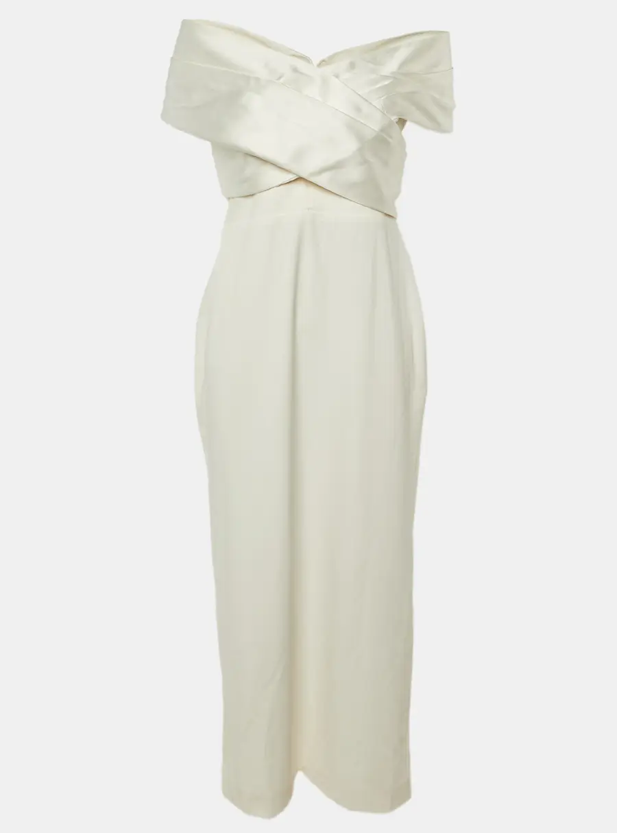 Solace London Ivory Crepe The Rhea Maxi Dress L