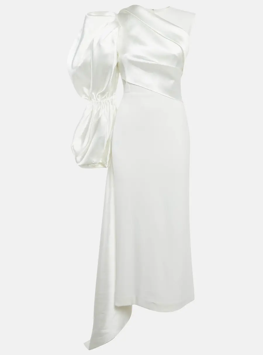 Solace London White Stretch Crepe and Satin Moore Maxi Dress M