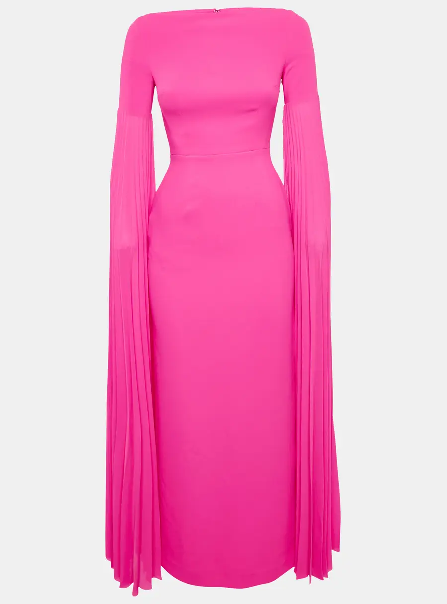 Solace London Fuchsia Pink Crepe Grace Maxi Dress XS