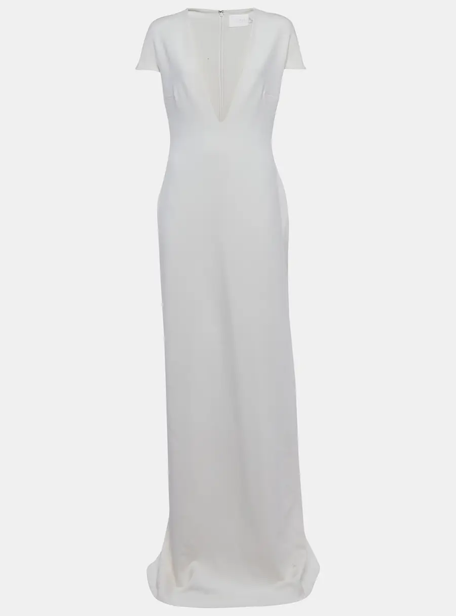 Solace London Cream Stretch Crepe Mason Maxi Dress L