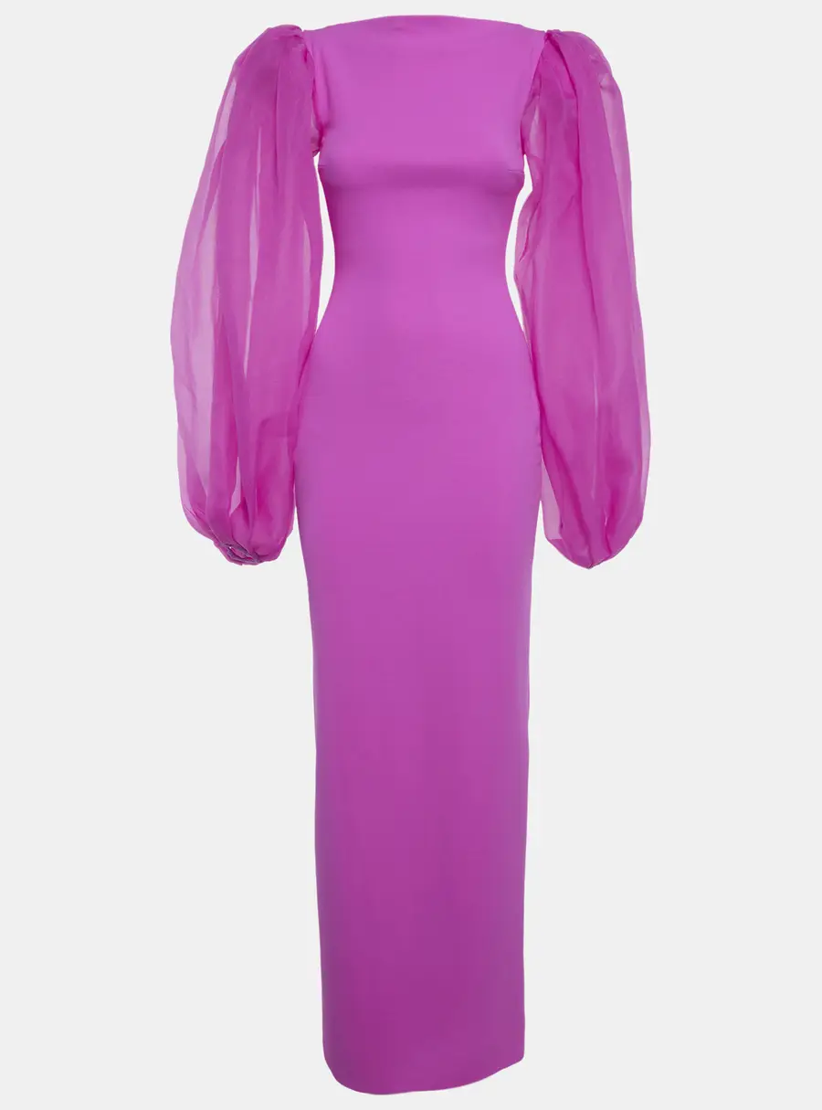Solace London Purple Crepe & Organza Karla Maxi Dress S