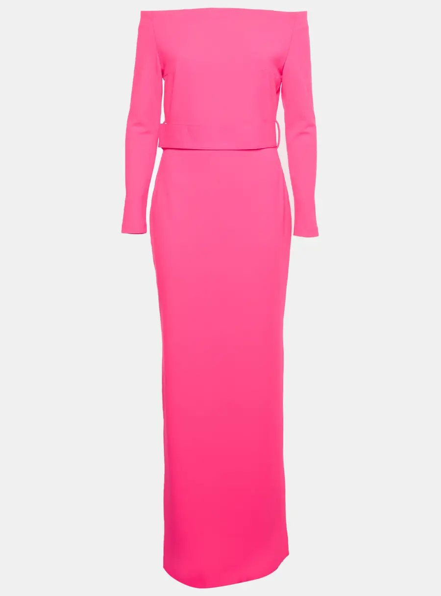 Solace London Ultra Pink Stretch Crepe Sabina Maxi Dress M