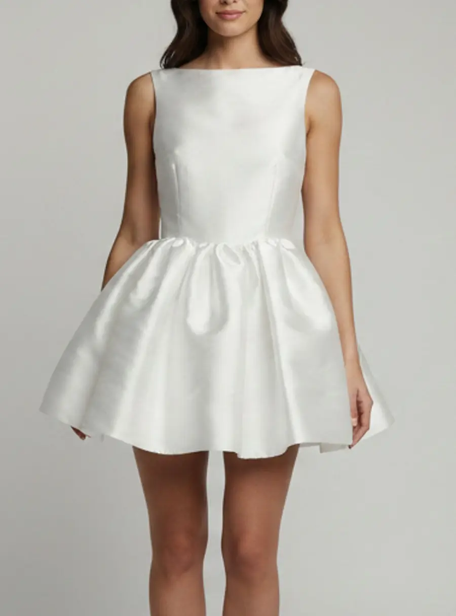Solace London White Sateen Flared Mini Dress S