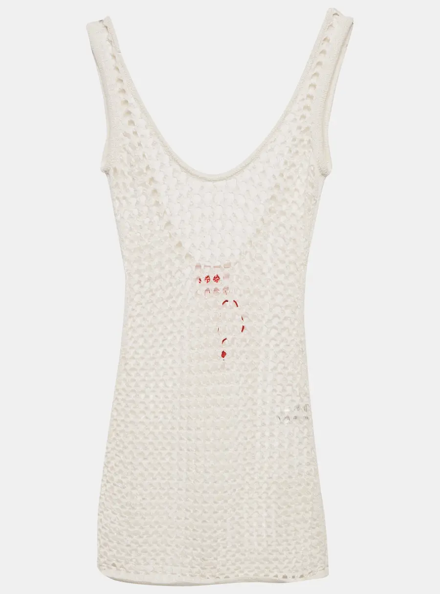 Solid & Striped White Crochet Sheer Cover-Up Dress S