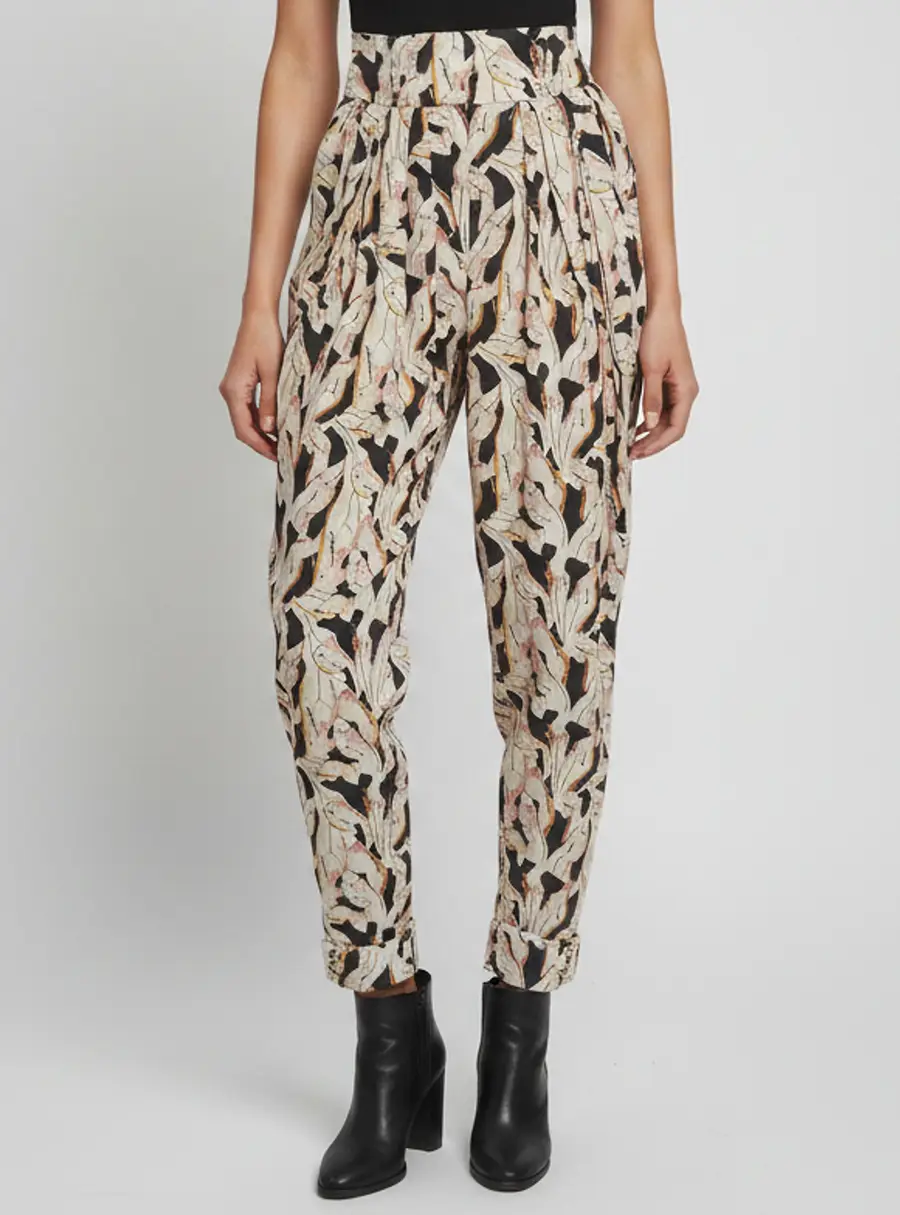 Sonia Rykiel Abstract Print Crepe Regular Fit Pants M