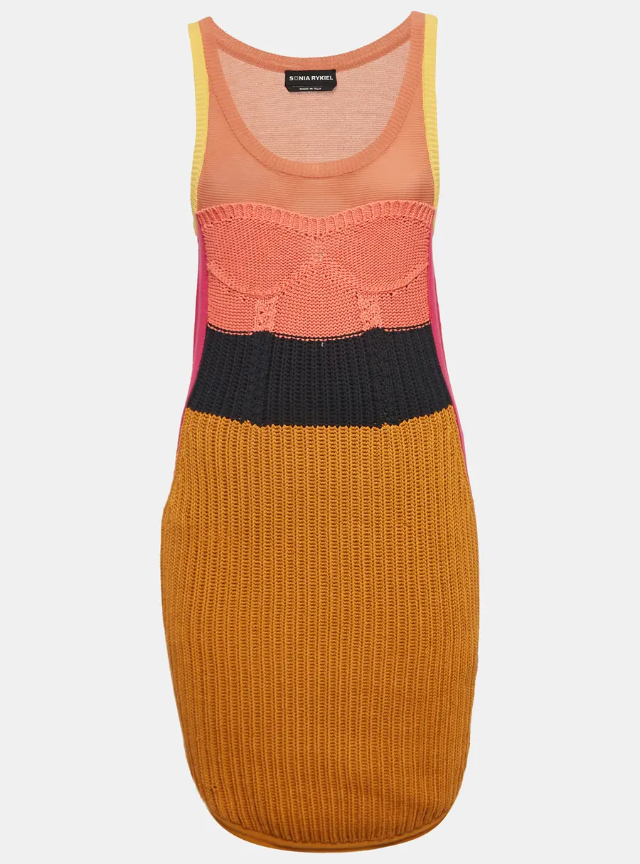 Sonia Rykiel Multicolor Rib Knit Sleeveless Mini Dress XS