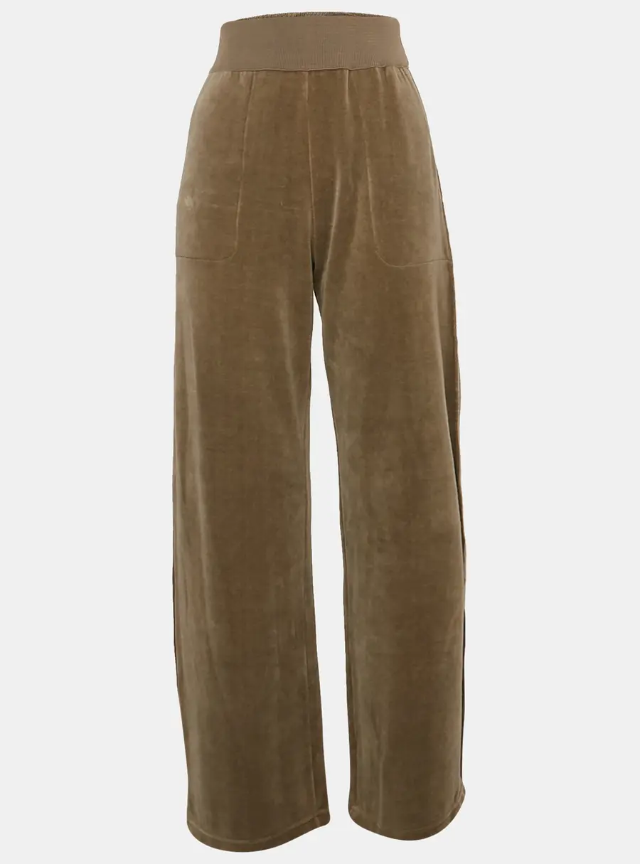 Sonia Rykiel Grey Velvet Wide-Leg Trousers S