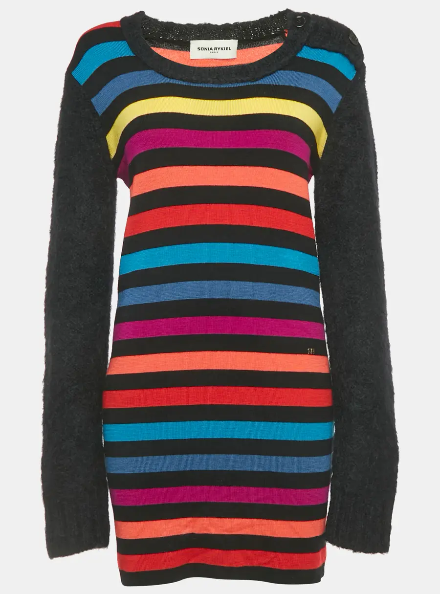 Sonia Rykiel Multicolor Stripe Wool Long Sleeve Sweater XL