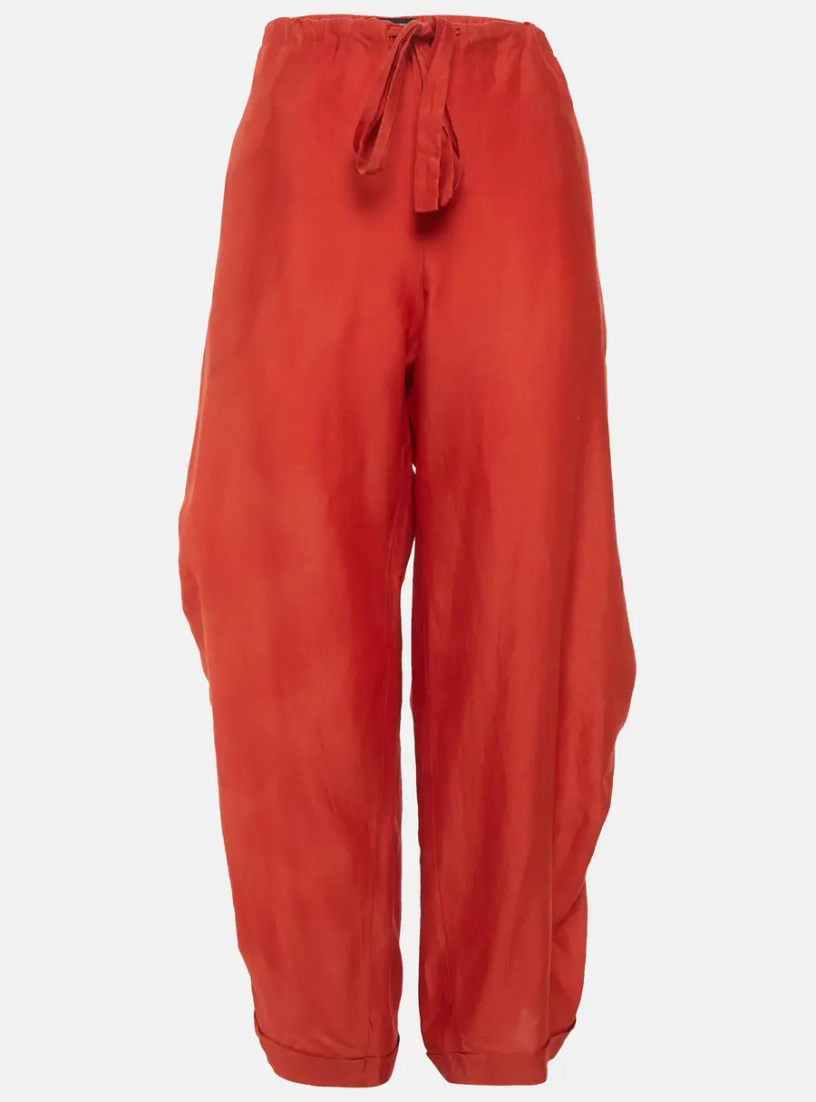 Sonia Rykiel Red Cotton Blend Drawstring Trousers S
