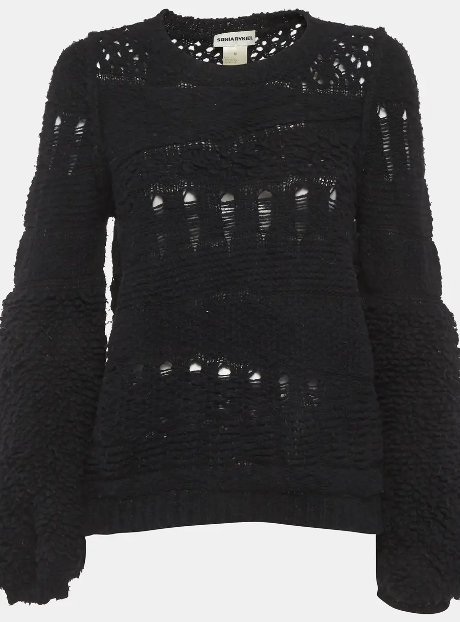 Sonia Rykiel Black Open Knit Sweatshirt M