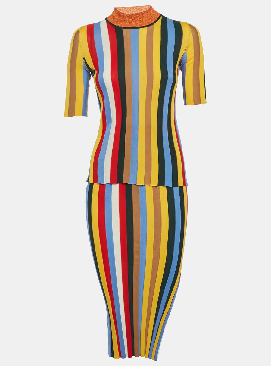 Sonia Rykiel Multicolor Striped Stretch Knit Set XS