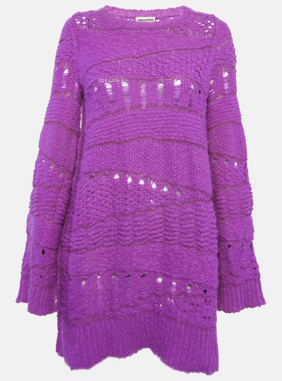 Sonia Rykiel Purple Open Knit Sweater M