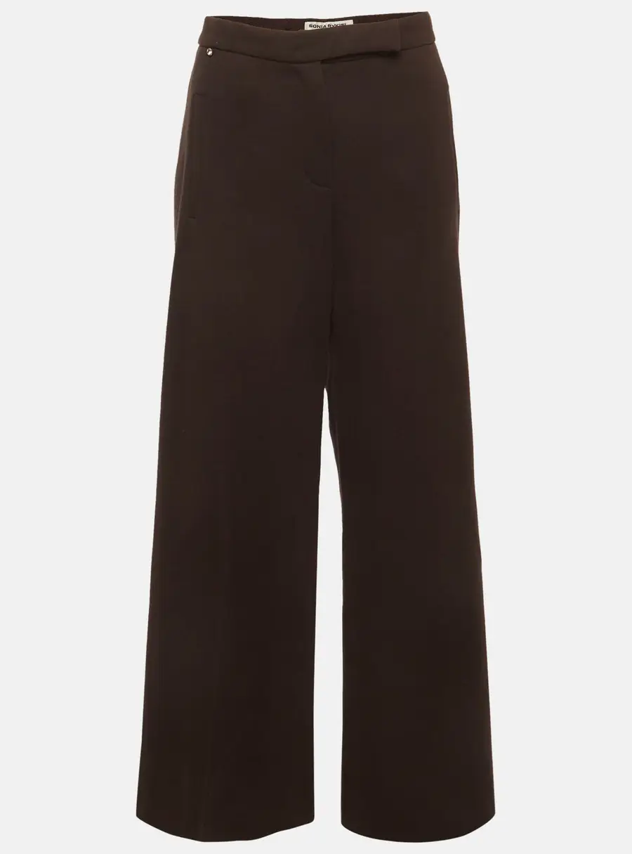 Sonia Rykiel Burgundy Wool Wide-Leg Trousers L