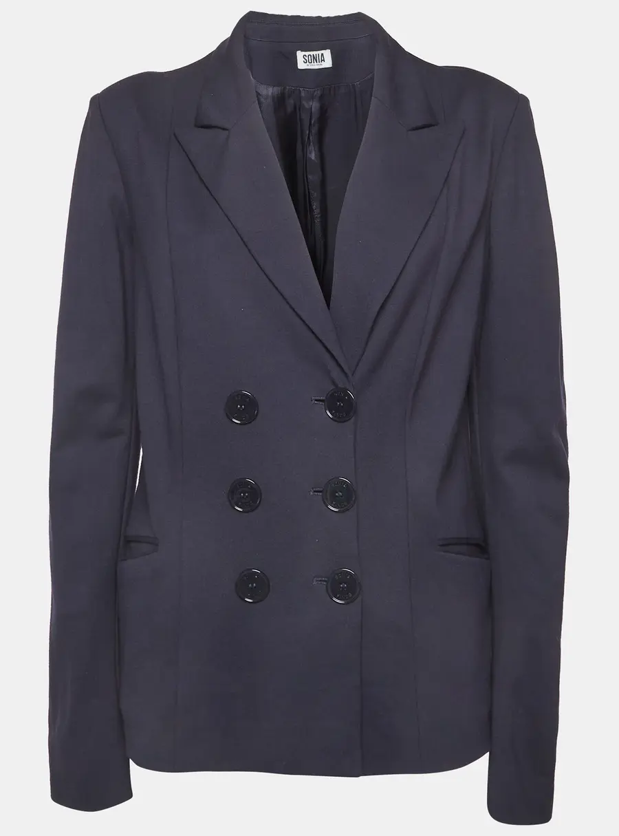 Sonia by Sonia Rykiel Navy Blue Jersey Double Breasted Blazer L