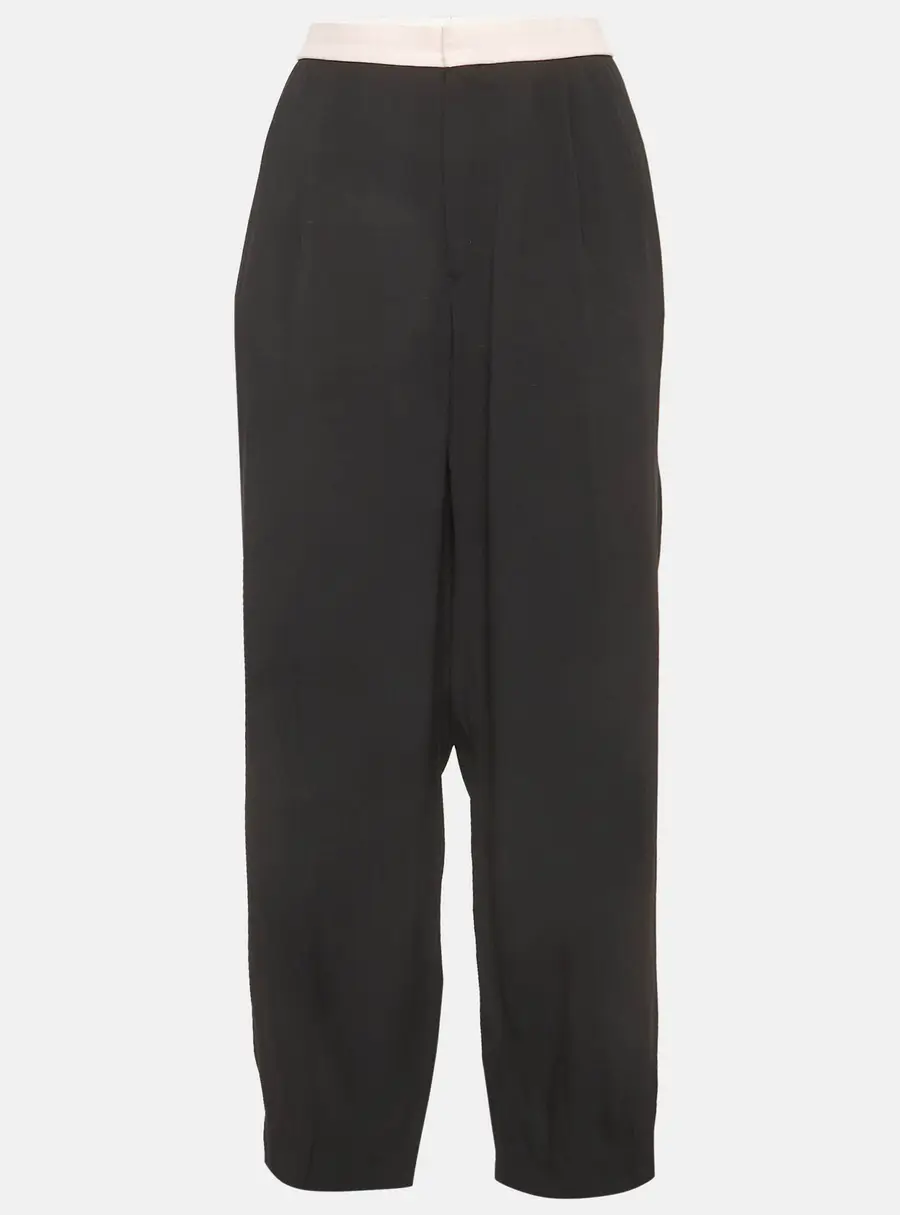 Sonia Rykiel Black Crepe Pleated Trousers L