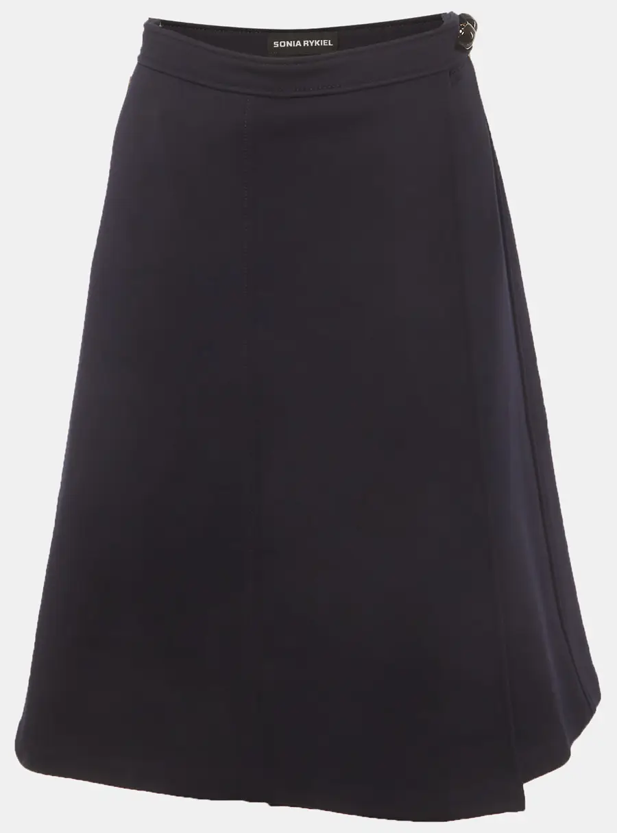 Sonia Rykiel Navy Blue Jersey Wrap Skirt L