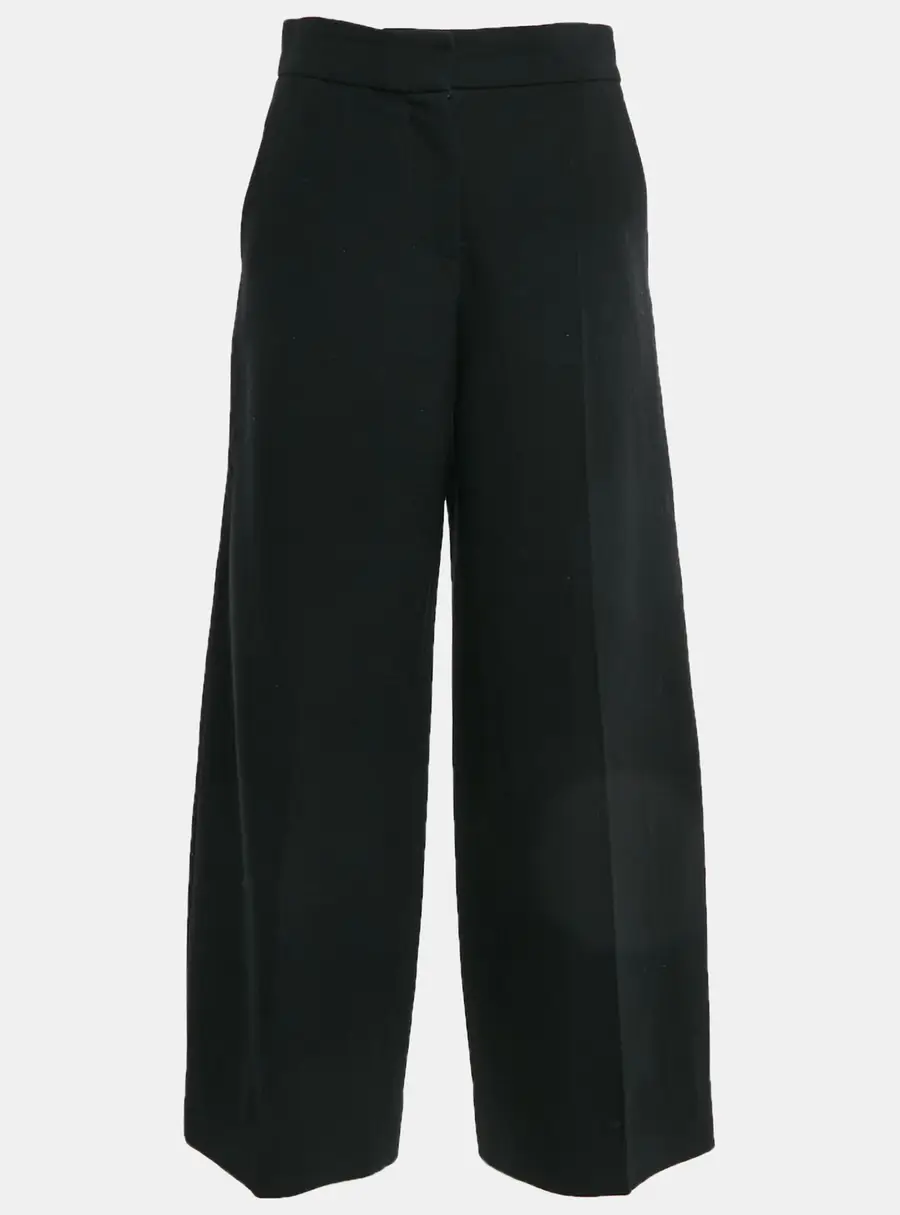 Sonia Rykiel Black Crepe Wide-Leg Trousers M