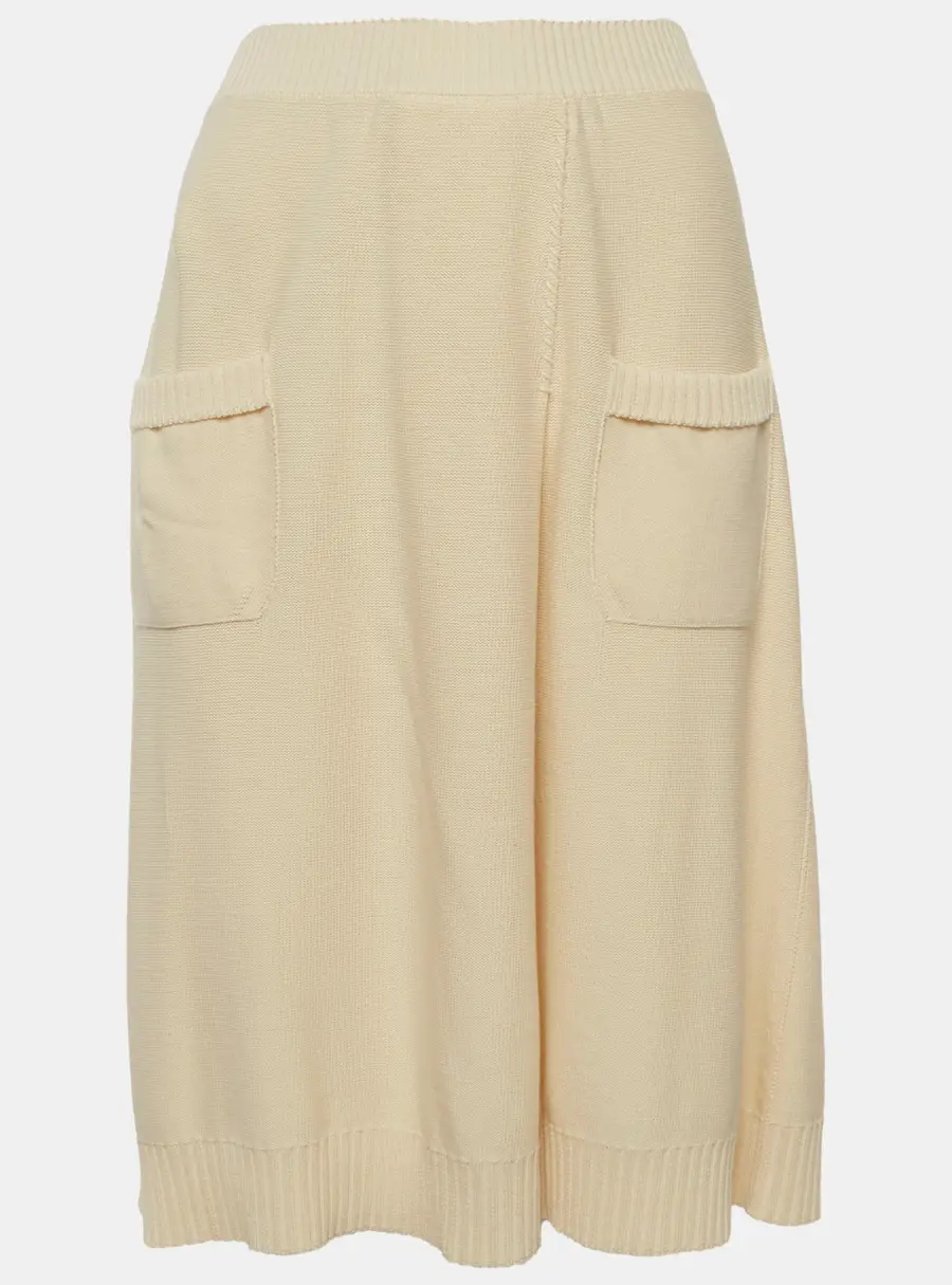 Sonia Rykiel Cream Rib Knit Pleated Mini Skirt S