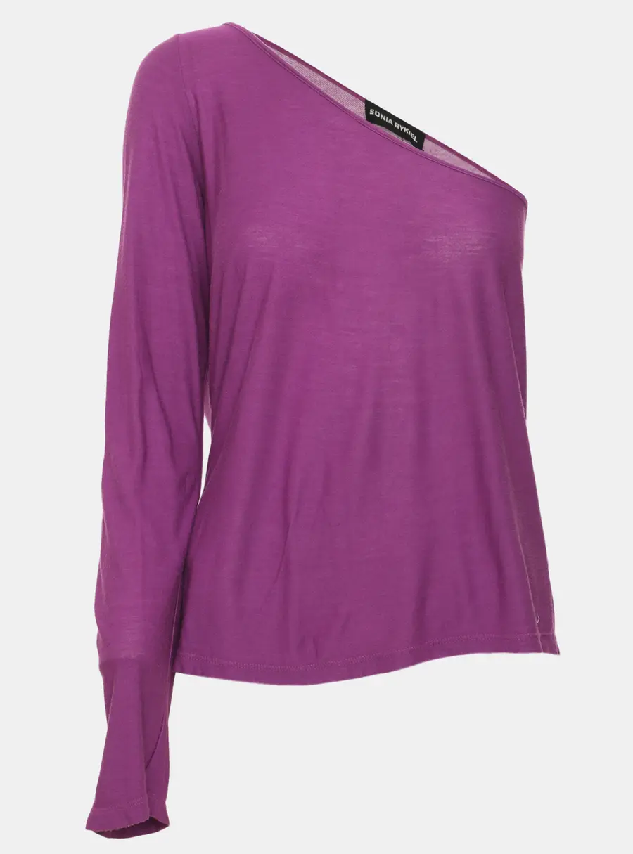 Sonia Rykiel Purple Jersey One Sleeve Tops L