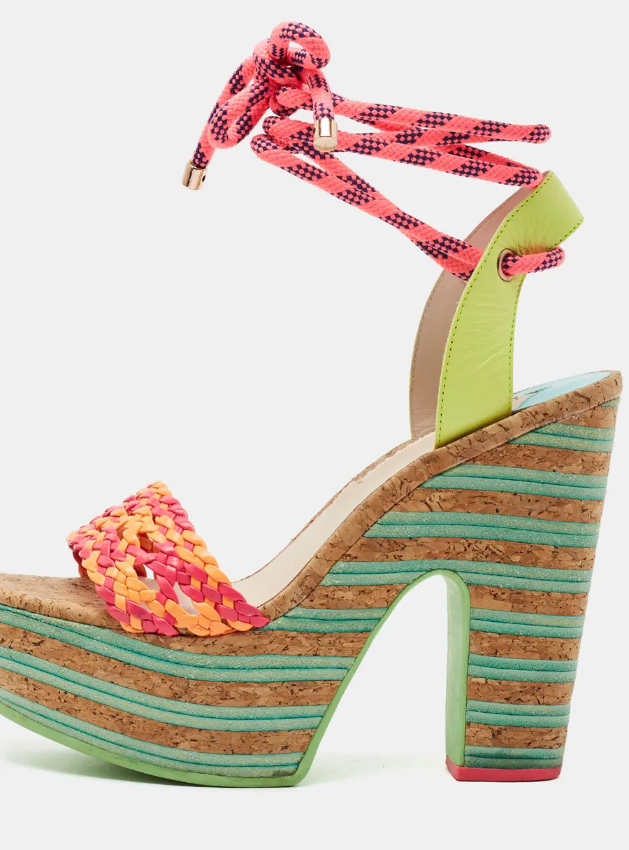 Sophia Webster Jade Size 39 Multicolor Woven Leather Platform Sandals