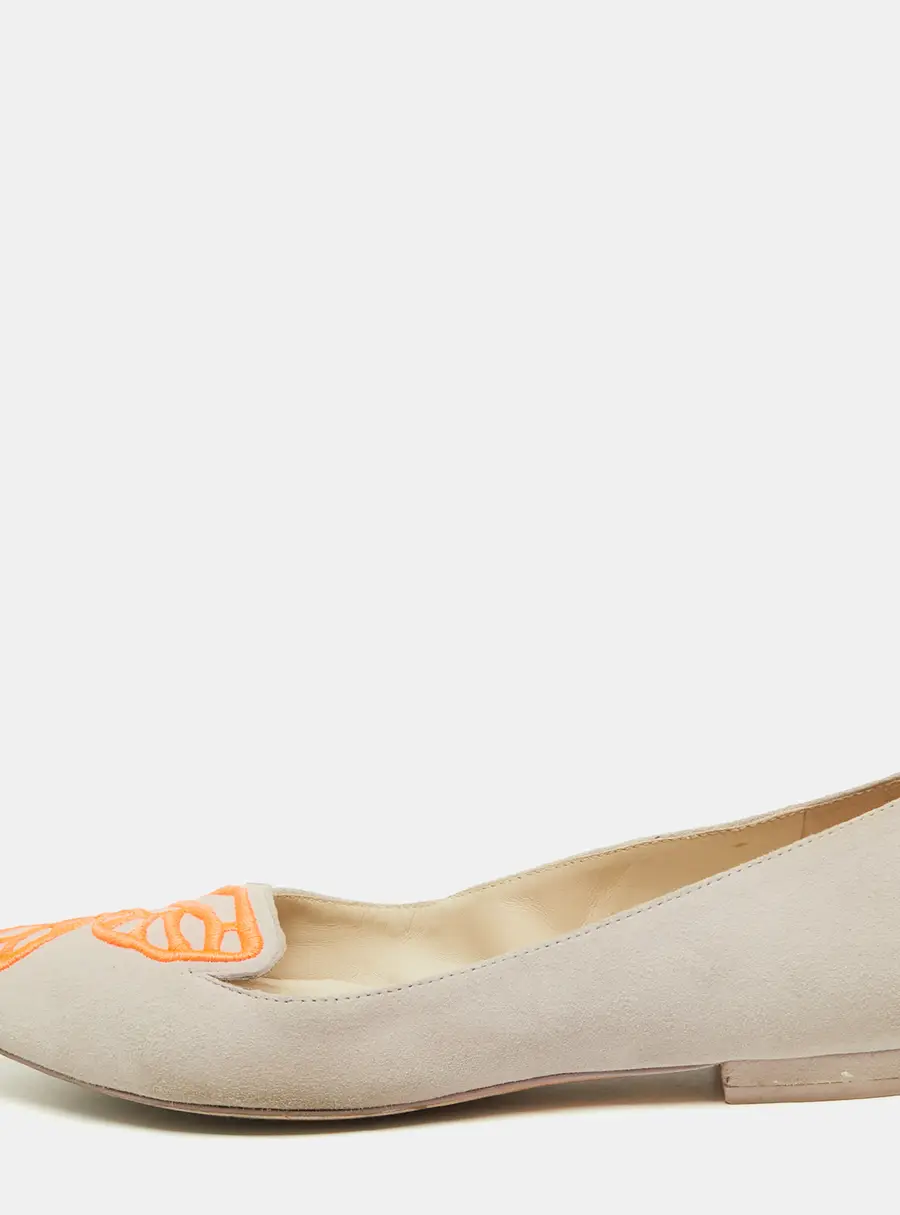 Sophia Webster Pink/Orange Suede Bibi Butterfly Pointed Toe Ballet Flats Size 37