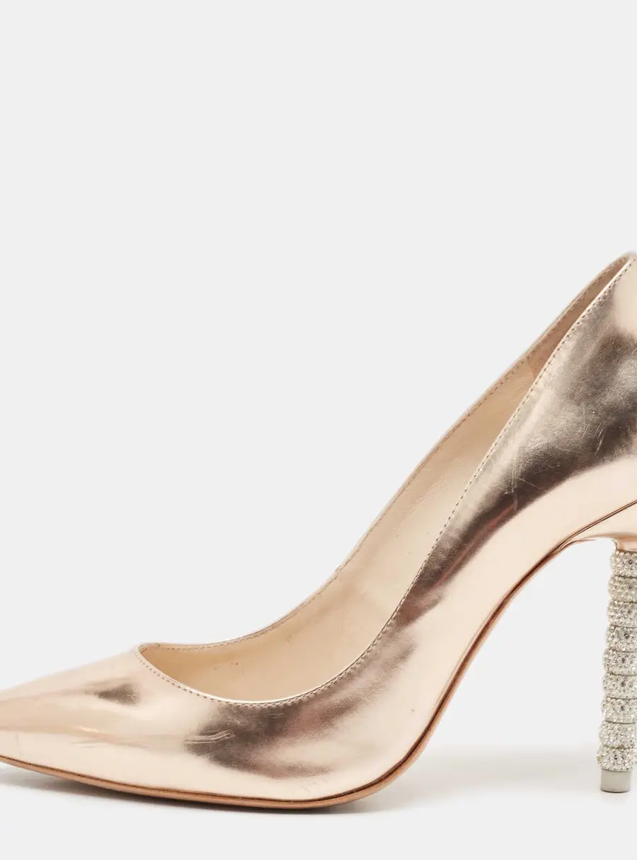 Sophia Webster Rose Gold Leather Crystal Embellished Heel Coco Pumps Size 36.5