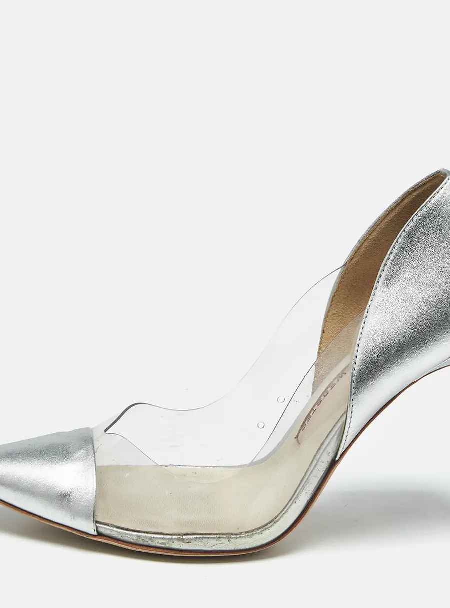 Sophia Webster Silver/Pink Leather and  PVC Daria Pointed Toe Pumps Size 38.5
